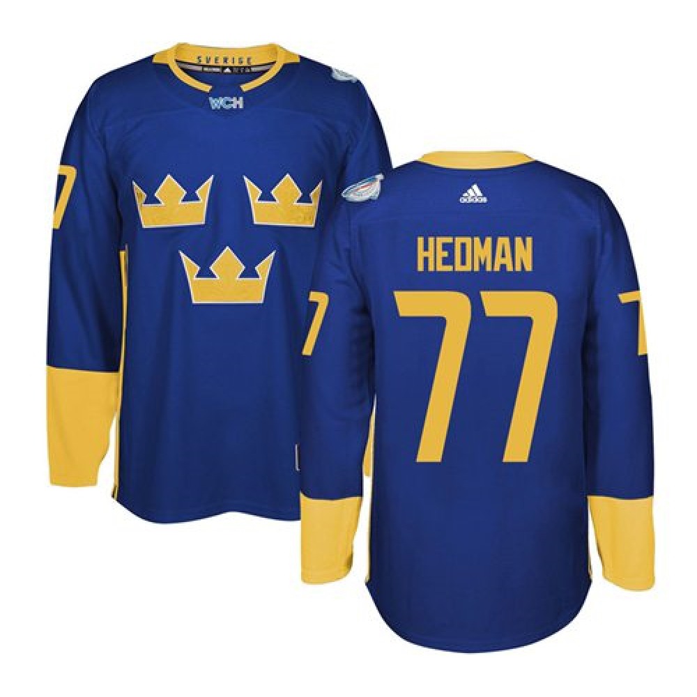 Team Sweden #77 Victor Hedman Blue 2016 World Cup Stitched NHL Jersey