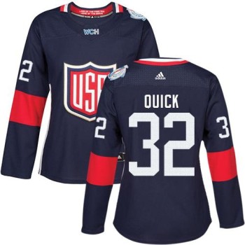 Team USA #32 Jonathan Quick Navy Blue 2016 World Cup Women's Stitched NHL Jersey Team USA #32 Jonathan Quick Navy Blue 2016 World Cup Women's Stitched NHL Jersey