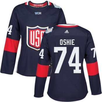 Team USA #74 T. J. Oshie Navy Blue 2016 World Cup Women's Stitched NHL Jersey Team USA #74 T. J. Oshie Navy Blue 2016 World Cup Women's Stitched NHL Jersey