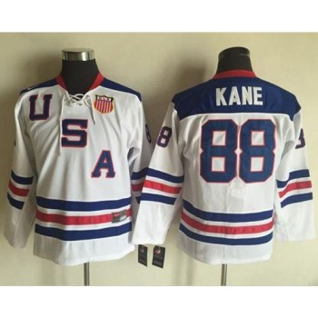 Team USA #88 Patrick Kane White 1960 Throwback Stitched Youth NHL Jersey Team USA #88 Patrick Kane White 1960 Throwback Stitched Youth NHL Jersey