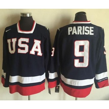 Team USA #9 Zach Parise Navy Blue 2010 Olympic 1960 Throwback Stitched NHL Jersey Team USA #9 Zach Parise Navy Blue 2010 Olympic 1960 Throwback Stitched NHL Jersey