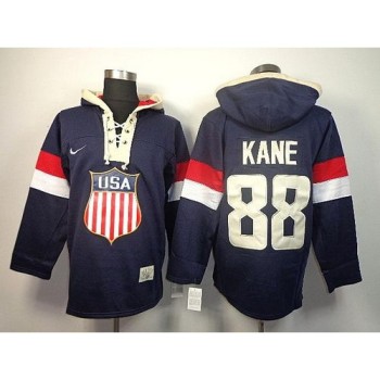 Team USA Olympics #88 Patrick Kane Navy Blue Sawyer Hooded Sweatshirt Stitched NHL Jersey Team USA Olympics #88 Patrick Kane Navy Blue Sawyer Hooded Sweatshirt Stitched NHL Jersey
