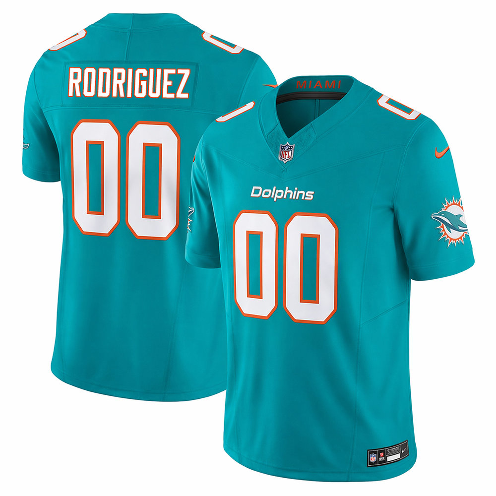 Men's Miami Dolphins Jacob Rodriguez Aqua 2026 NFL Draft Vapor F.U.S.E. Limited Jersey Men's Miami Dolphins Jacob Rodriguez Aqua 2026 NFL Draft Vapor F.U.S.E. Limited Jersey