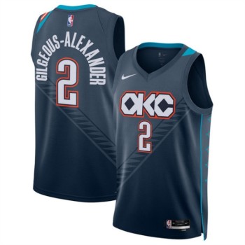 Men's Oklahoma City Thunder #2 Shai Gilgeous-Alexander Navy 2025/26 City Edition Stitched Basketball Jersey