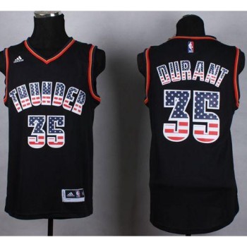 Thunder #35 Kevin Durant Black USA Flag Fashion Stitched NBA Jersey