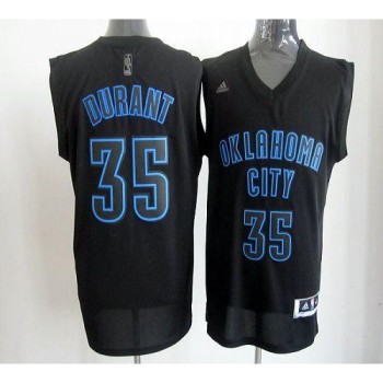 Thunder #35 Kevin Durant Black on Black Stitched NBA Jersey