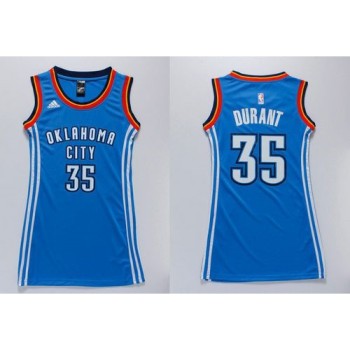 Thunder #35 Kevin Durant Blue Women's Dress Stitched NBA Jersey