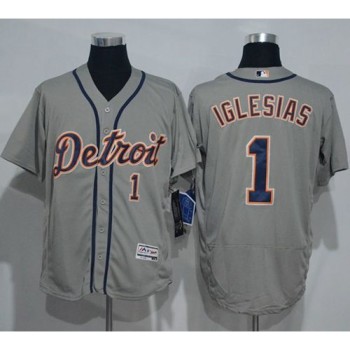 Tigers #1 Jose iglesias Grey Flexbase Authentic Collection Stitched MLB Jersey Tigers #1 Jose iglesias Grey Flexbase Authentic Collection Stitched MLB Jersey