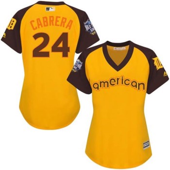 Tigers #24 Miguel Cabrera Gold 2016 All-Star American League Women's Stitched MLB Jersey Tigers #24 Miguel Cabrera Gold 2016 All-Star American League Women's Stitched MLB Jersey