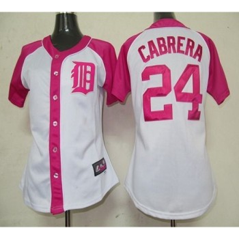 Tigers #24 Miguel Cabrera White/Pink Women's Splash Fashion Stitched MLB Jersey Tigers #24 Miguel Cabrera White/Pink Women's Splash Fashion Stitched MLB Jersey