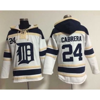 Tigers #24 Miguel Cabrera White Sawyer Hooded Sweatshirt MLB Hoodie Tigers #24 Miguel Cabrera White Sawyer Hooded Sweatshirt MLB Hoodie
