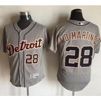 Tigers #28 J. D. Martinez Grey Flexbase Authentic Collection Stitched MLB Jersey Tigers #28 J. D. Martinez Grey Flexbase Authentic Collection Stitched MLB Jersey