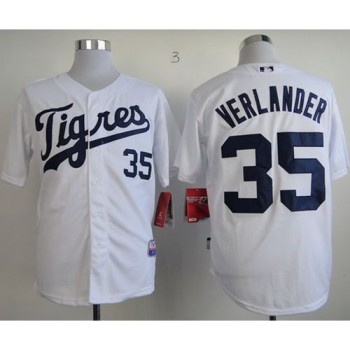 Tigers #35 Justin Verlander White Home  Tigers #35 Justin Verlander White Home