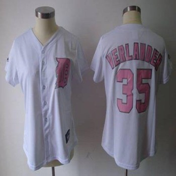 Tigers #35 Justin Verlander White Pink Number Women's Fashion Stitched MLB Jersey Tigers #35 Justin Verlander White Pink Number Women's Fashion Stitched MLB Jersey