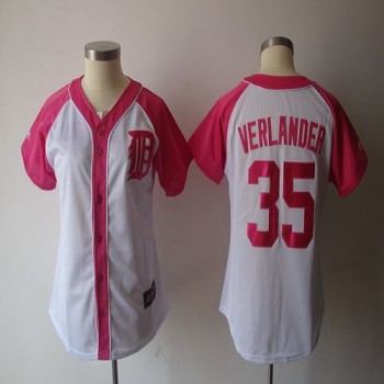 Tigers #35 Justin Verlander White/Pink Women's Splash Fashion Stitched MLB Jersey Tigers #35 Justin Verlander White/Pink Women's Splash Fashion Stitched MLB Jersey
