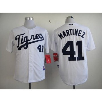 Tigers #41 Victor Martinez White  Tigers #41 Victor Martinez White