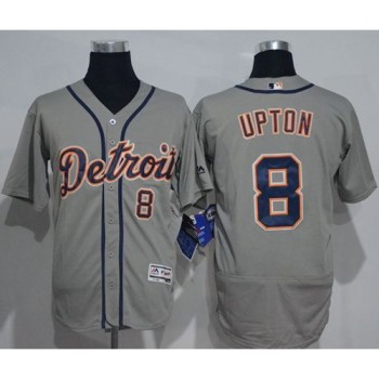 Tigers #8 Justin Upton Grey Flexbase Authentic Collection Stitched MLB Jersey Tigers #8 Justin Upton Grey Flexbase Authentic Collection Stitched MLB Jersey