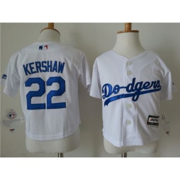 Toddler Dodgers #22 Clayton Kershaw White Cool Base Stitched MLB Jersey Toddler Dodgers #22 Clayton Kershaw White Cool Base Stitched MLB Jersey