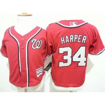 Toddler Nationals #34 Bryce Harper Red Cool Base Stitched MLB Jersey Toddler Nationals #34 Bryce Harper Red Cool Base Stitched MLB Jersey