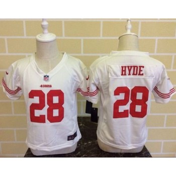 Toddler 49ers #28 Carlos Hyde White Stitched NFL Elite Jersey