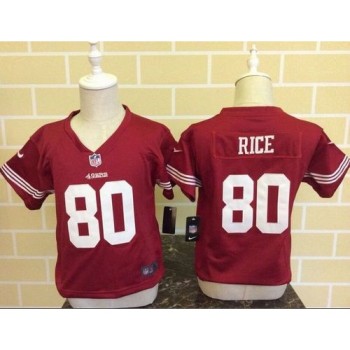 Toddler 49ers #80 Jerry Rice Red Team Color Stitched NFL Elite Jersey