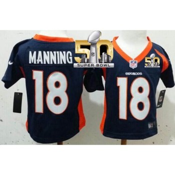 Toddler Broncos #18 Peyton Manning Navy Blue Alternate Super Bowl 50 Stitched NFL Elite Jersey Toddler Broncos #18 Peyton Manning Navy Blue Alternate Super Bowl 50 Stitched NFL Elite Jersey