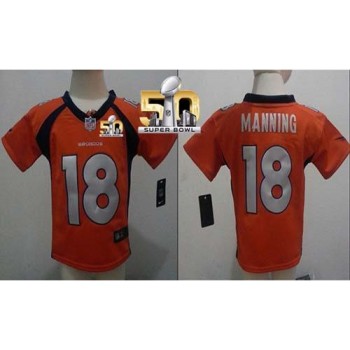 Toddler Broncos #18 Peyton Manning Orange Team Color Super Bowl 50 Stitched NFL Elite Jersey Toddler Broncos #18 Peyton Manning Orange Team Color Super Bowl 50 Stitched NFL Elite Jersey