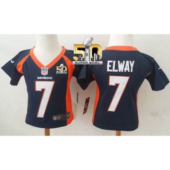 Toddler Broncos #7 John Elway Navy Blue Alternate Super Bowl 50 Stitched NFL Elite Jersey Toddler Broncos #7 John Elway Navy Blue Alternate Super Bowl 50 Stitched NFL Elite Jersey