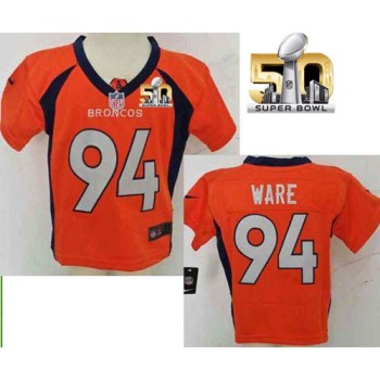 Toddler Broncos #94 DeMarcus Ware Orange Team Color Super Bowl 50 Stitched NFL Elite Jersey Toddler Broncos #94 DeMarcus Ware Orange Team Color Super Bowl 50 Stitched NFL Elite Jersey