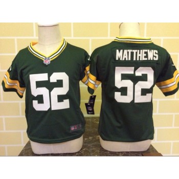 Toddler Green Bay Packers #52 Clay Matthews Green Stitched NFL Jersey
