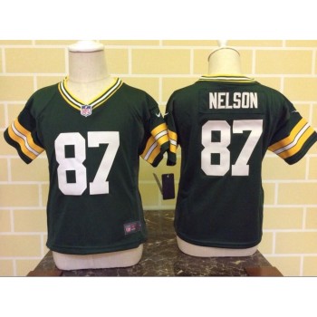 Toddler Green Bay Packers #87 Jordy Nelson Green Stitched NFL Jersey