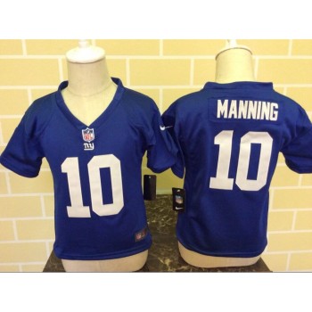 Toddler New York Giants #10 Eli Manning Blue Stitched NFL Jersey