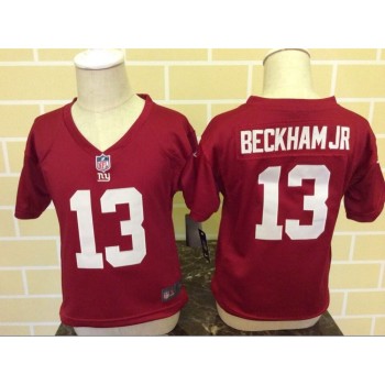 Toddler New York Giants #13 Odell Beckham Jr Red Stitched NFL Jersey