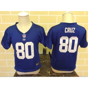 Toddler New York Giants #80 Victor Cruz Blue Stitched NFL Jersey