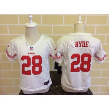 Toddler San Francisco 49ers #28 Carlos Hyde White Stitched NFL Jersey Toddler San Francisco 49ers #28 Carlos Hyde White Stitched NFL Jersey