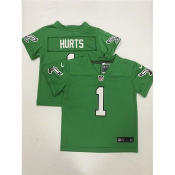Toddlers Philadelphia Eagles #1 Jalen Hurts Green Vapor Throwback Stitched Football Jersey Toddlers Philadelphia Eagles #1 Jalen Hurts Green Vapor Throwback Stitched Football Jersey