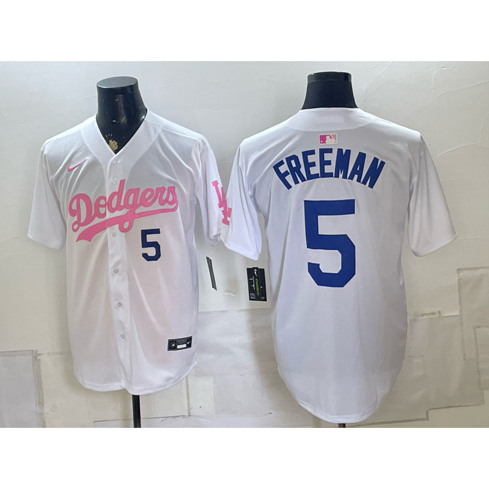 Men's Los Angeles Dodgers #5 Freddie Freeman White Cool Base Stitched Baseball Jersey