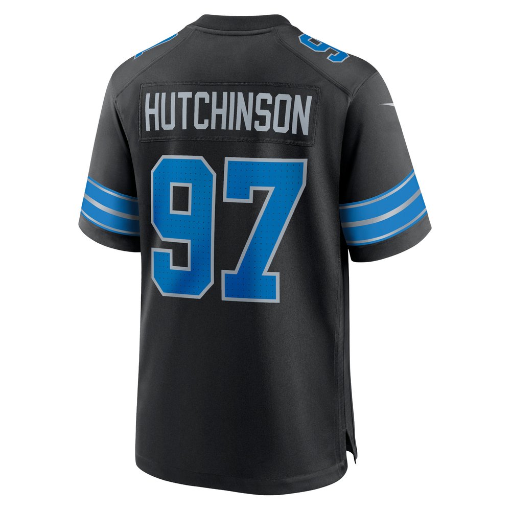 Men's Detroit Lions #97 Aidan Hutchinson Black 2nd Alternate Game Jersey