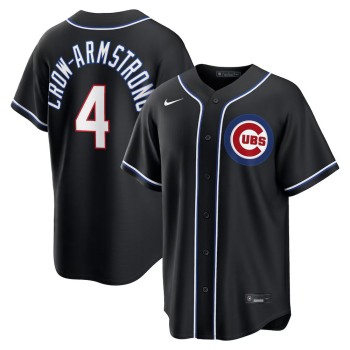 Men's Chicago Cubs #4 Pete Crow-Armstrong Fashion Replica Black Out Jersey Men's Chicago Cubs #4 Pete Crow-Armstrong Fashion Replica Black Out Jersey