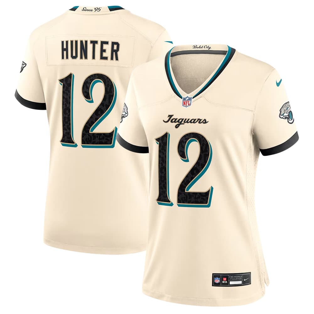 Women's Jacksonville Jaguars #12 Travis Hunter Cream 2026 Rivalries Collection Game Jersey Women's Jacksonville Jaguars #12 Travis Hunter Cream 2026 Rivalries Collection Game Jersey