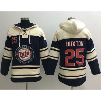 Twins #25 Byron Buxton Navy Blue Sawyer Hooded Sweatshirt MLB Hoodie Twins #25 Byron Buxton Navy Blue Sawyer Hooded Sweatshirt MLB Hoodie