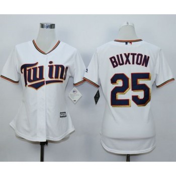 Twins #25 Byron Buxton White Home Women's Stitched MLB Jersey Twins #25 Byron Buxton White Home Women's Stitched MLB Jersey