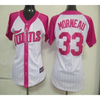 Twins #33 Justin Morneau White/Pink Women's Splash Fashion Stitched MLB Jersey Twins #33 Justin Morneau White/Pink Women's Splash Fashion Stitched MLB Jersey