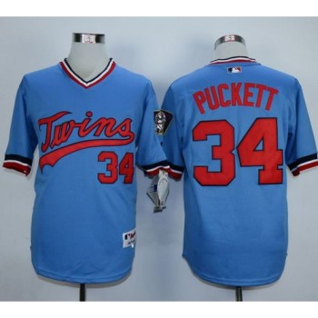 Twins #34 Kirby Puckett Light Blue 1984 Turn Back The Clock Stitched MLB Jersey Twins #34 Kirby Puckett Light Blue 1984 Turn Back The Clock Stitched MLB Jersey