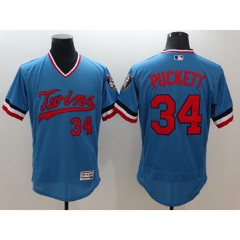 Twins #34 Kirby Puckett Light Blue Flexbase Authentic Collection Cooperstown Stitched MLB Jersey Twins #34 Kirby Puckett Light Blue Flexbase Authentic Collection Cooperstown Stitched MLB Jersey