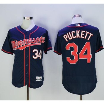 Twins #34 Kirby Puckett Navy Blue Flexbase Authentic Collection Stitched MLB Jersey Twins #34 Kirby Puckett Navy Blue Flexbase Authentic Collection Stitched MLB Jersey