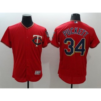 Twins #34 Kirby Puckett Red Flexbase Authentic Collection Stitched MLB Jersey Twins #34 Kirby Puckett Red Flexbase Authentic Collection Stitched MLB Jersey