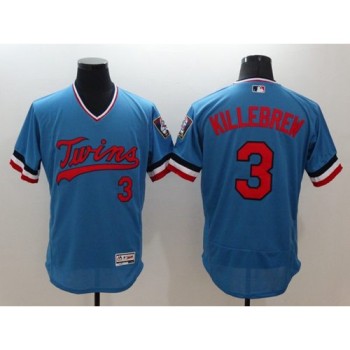 Twins #3 Harmon Killebrew Light Blue Flexbase Authentic Collection Cooperstown Stitched MLB Jersey Twins #3 Harmon Killebrew Light Blue Flexbase Authentic Collection Cooperstown Stitched MLB Jersey