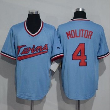Twins #4 Paul Molitor Light Blue Cooperstown Throwback Stitched MLB Jersey Twins #4 Paul Molitor Light Blue Cooperstown Throwback Stitched MLB Jersey