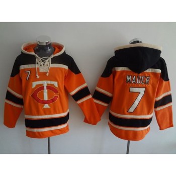 Twins #7 Joe Mauer Orange Sawyer Hooded Sweatshirt MLB Hoodie Twins #7 Joe Mauer Orange Sawyer Hooded Sweatshirt MLB Hoodie